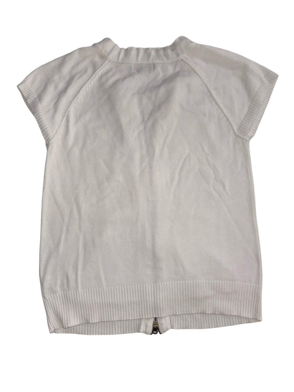 Eddie Bauer White Zip Front Short Sleeve Sweater Jacket Drawstring Neck Size L - Picture 2 of 6